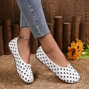 Mocassins plats Tabi pour femme à motifs de pois avec nœud décoratif