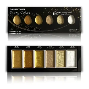 Palette aquarelle japonaise Kuretake | 6 couleurs métalisées