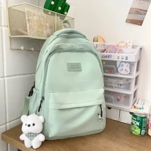 Sac à dos scolaire multicompartiments avec peluche de style Kawaii