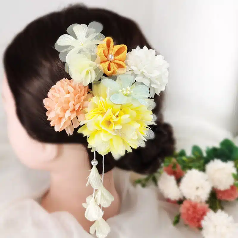 Kanzashi jaune orangé