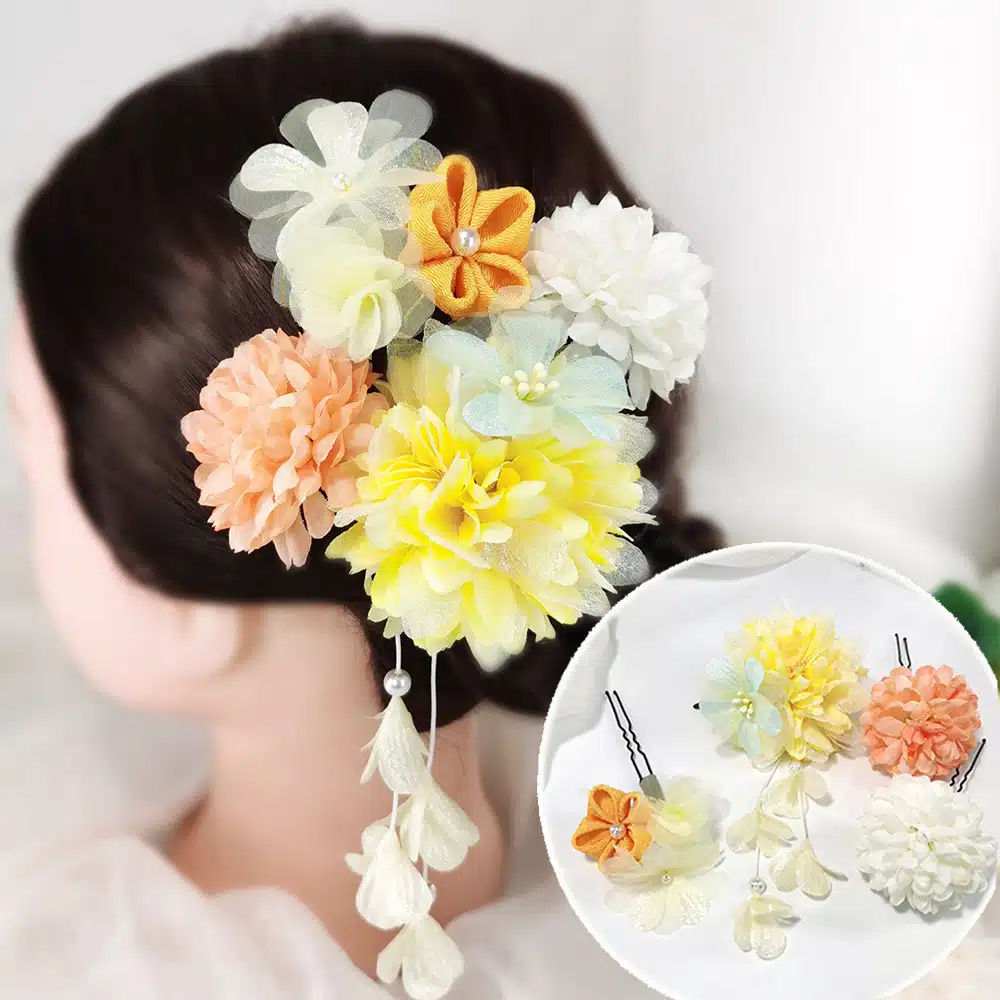 Kanzashi jaune orangé – Image 3