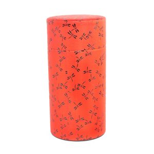 Boîte à thé japonaise Libellules – Papier Washi rouge, hermétique 200 g