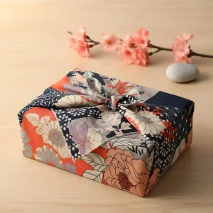 Emballage cadeau tissu furoshiki tons coraïl
