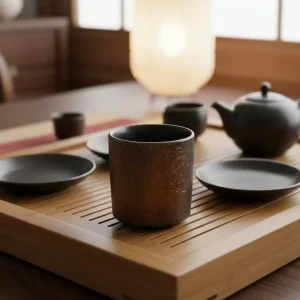 Tasse à thé japonaise nuances cuivrées